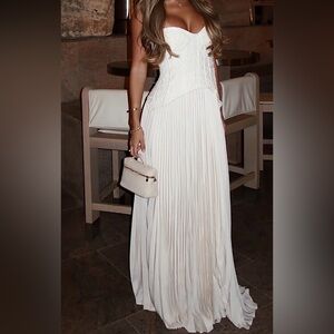 Fashion Nova lace corset pleated maxi dress